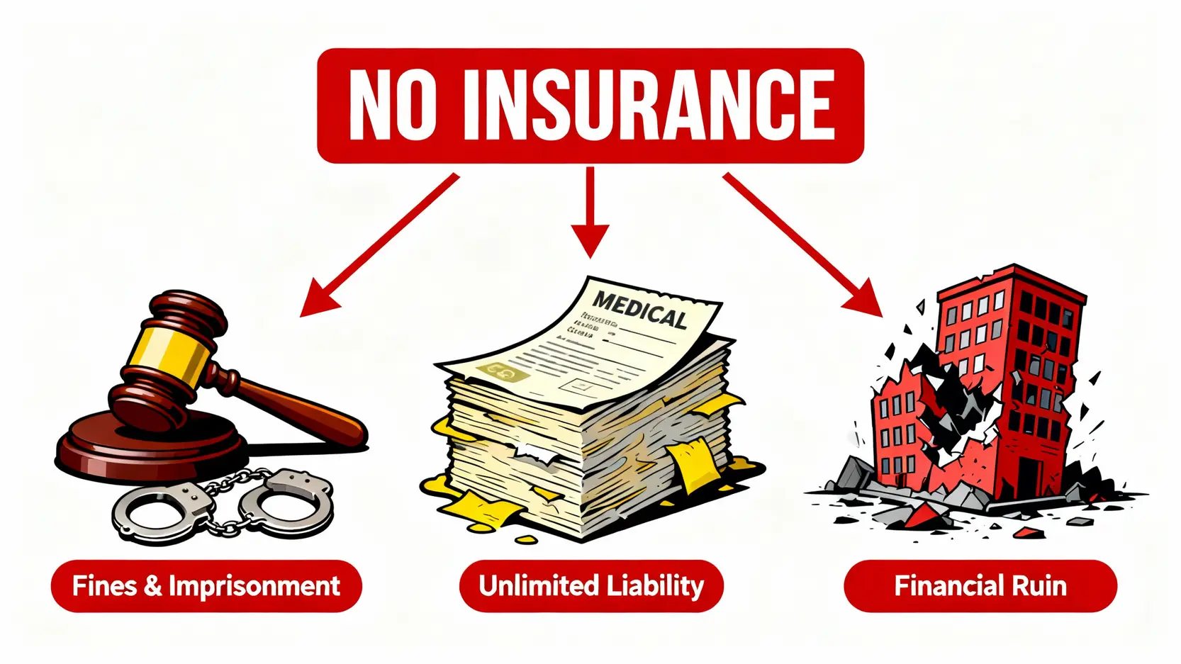 勞工保險費用指南:全面解析勞工保險價錢、保障範圍與保費計算 3 未投保香港勞工保險的法律與財務風險示意圖