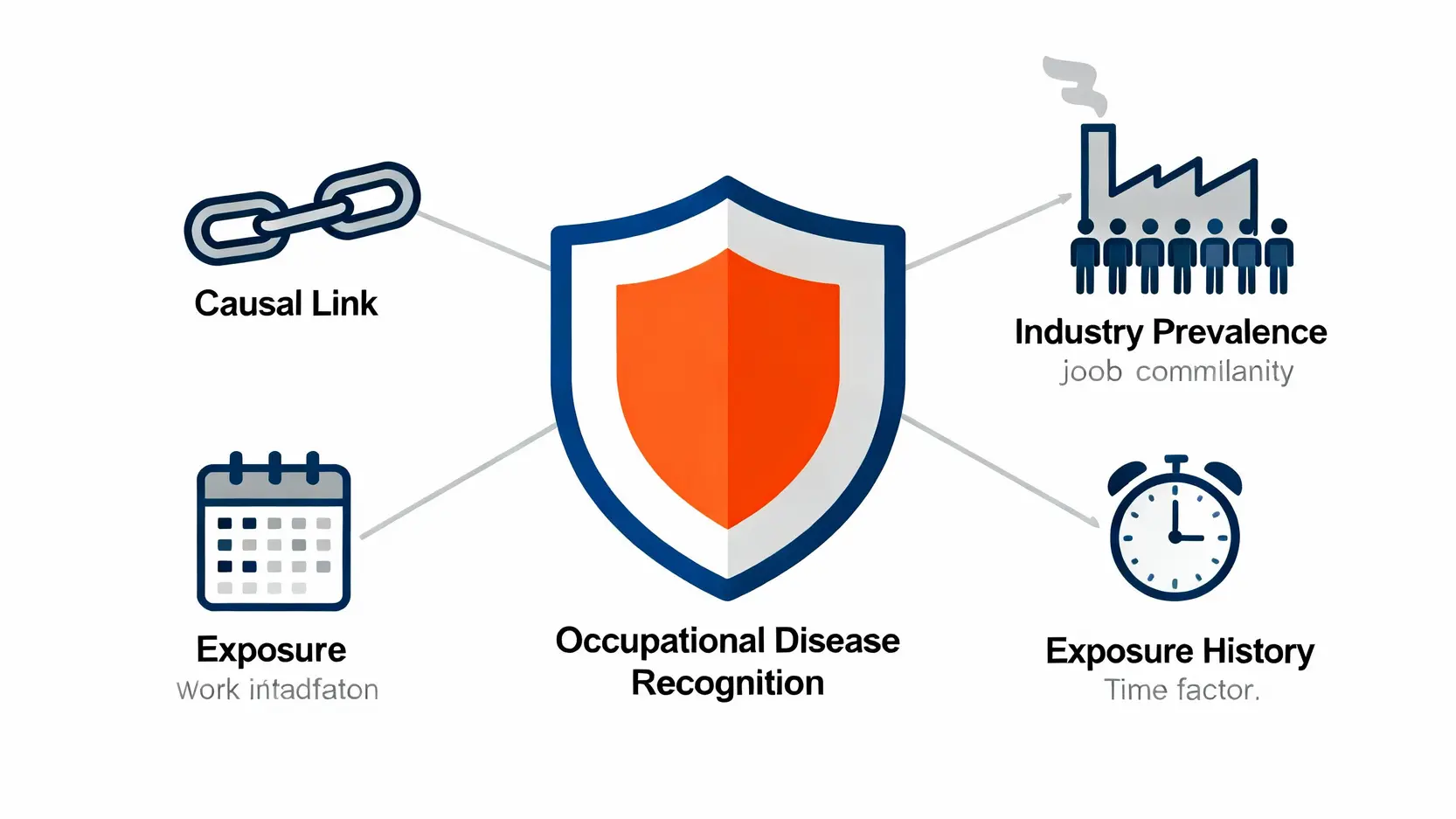 職業病申請全攻略:律師教你看懂認定標準、給付流程及索償權益 3 一張圖解說明職業病認定的三大核心標準:因果關係、行業普遍性及暴露史。