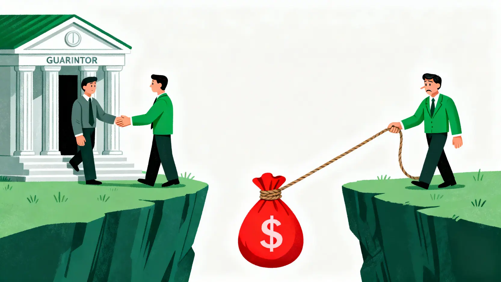 【保釋懶人包】法庭保釋申請、警署保釋分別及保釋條件全攻略 5 保釋擔保人角色與風險示意圖,展示擔保人支持被告同時承擔財務風險。