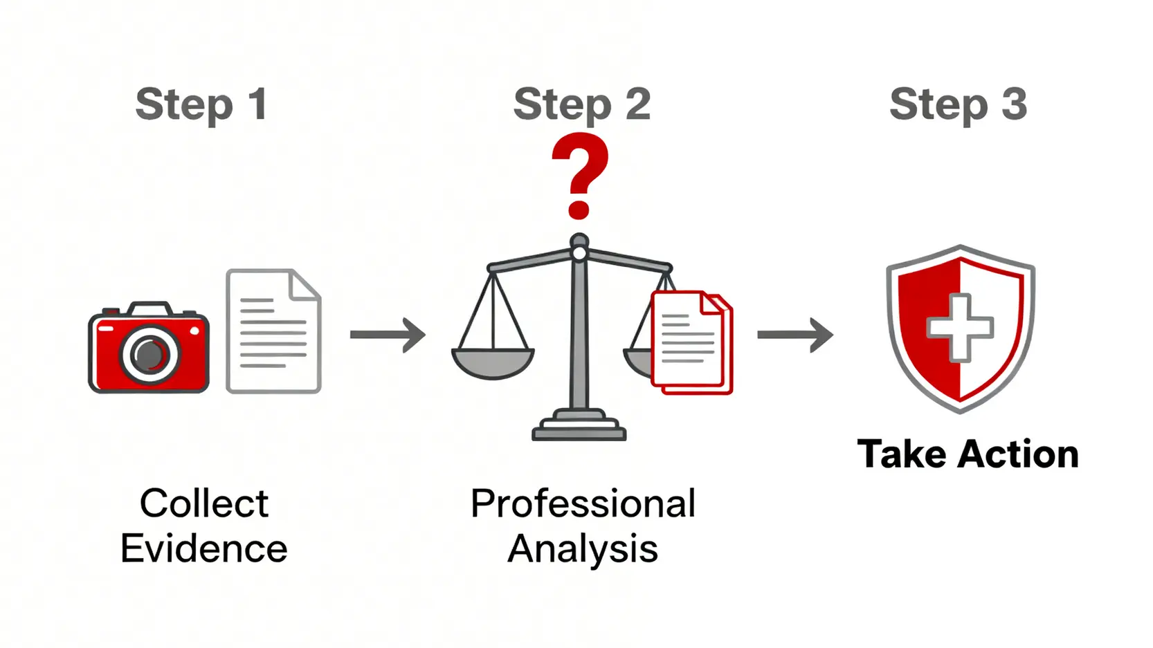 香港發明專利申請終極指南:一篇搞懂申請流程、種類與專利侵權應對 5 應對專利侵權的三步驟流程圖:證據保全、專業分析與策略制定。