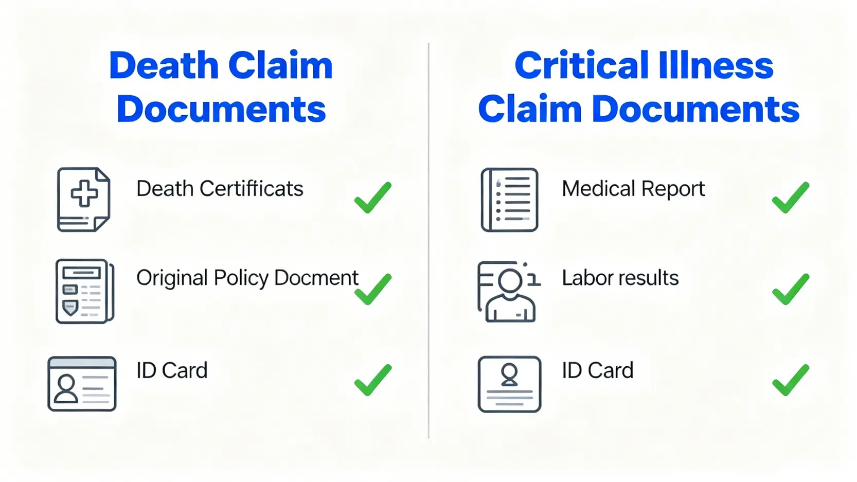 人壽保險索償程序完全指南:5步搞掂身故及危疾賠償 4 人壽保險身故賠償與危疾保險賠償所需文件對比清單。