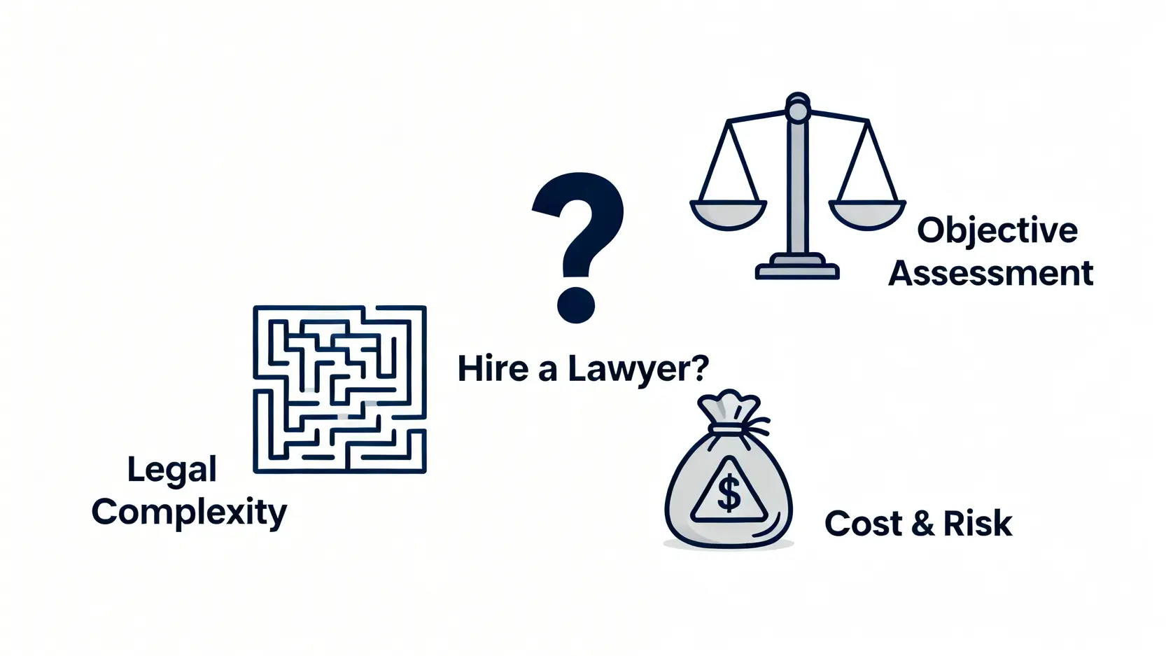 不服訴願決定?香港司法覆核流程、時效與決定書效力全攻略 5 評估是否聘請律師的三個考量點:法律複雜性、客觀評估、成本與風險。