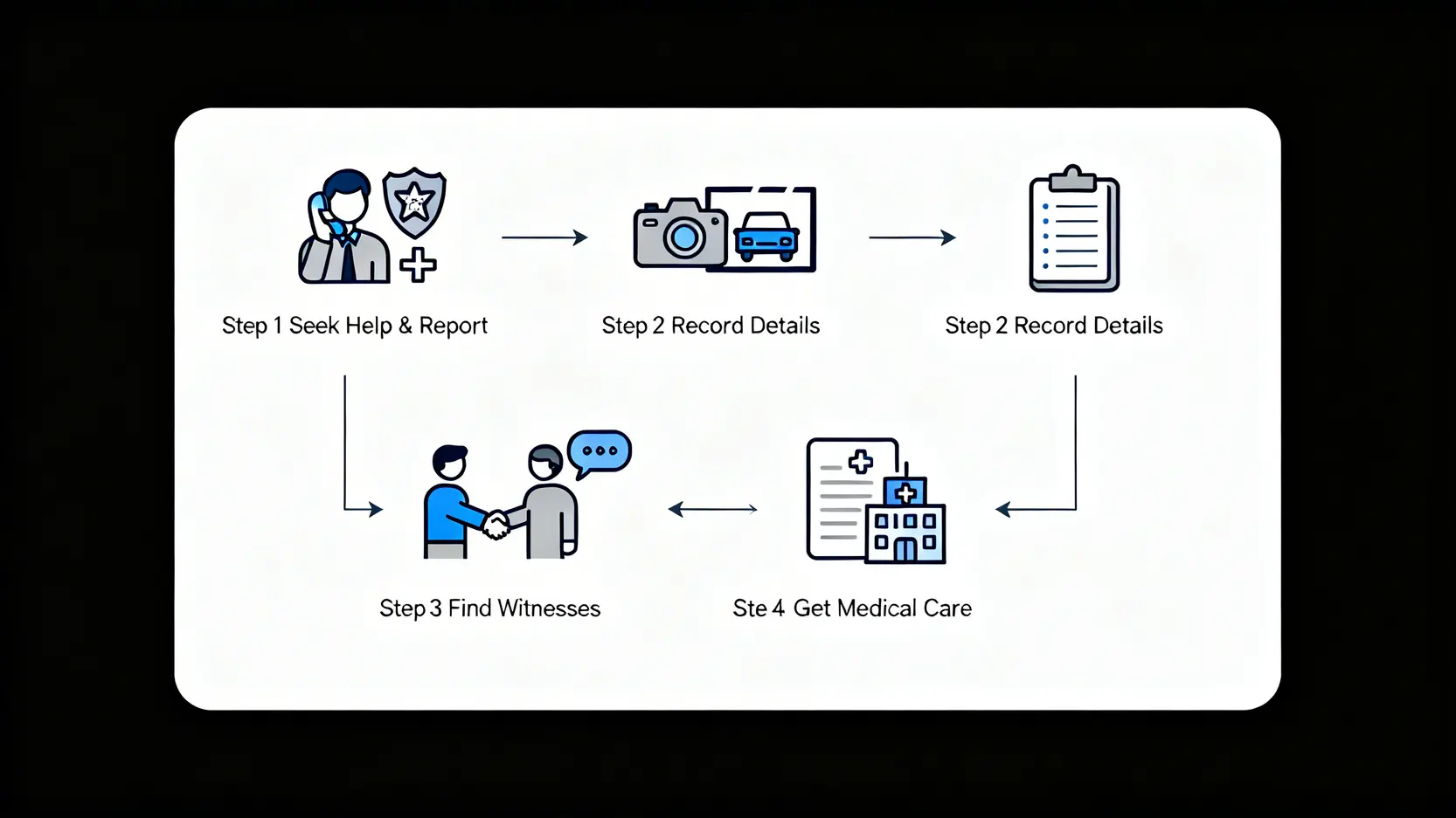 巴士意外索償全攻略:5步完成向巴士公司索償程序+賠償計算 3 巴士意外發生後黃金72小時內應對的四個步驟流程圖。