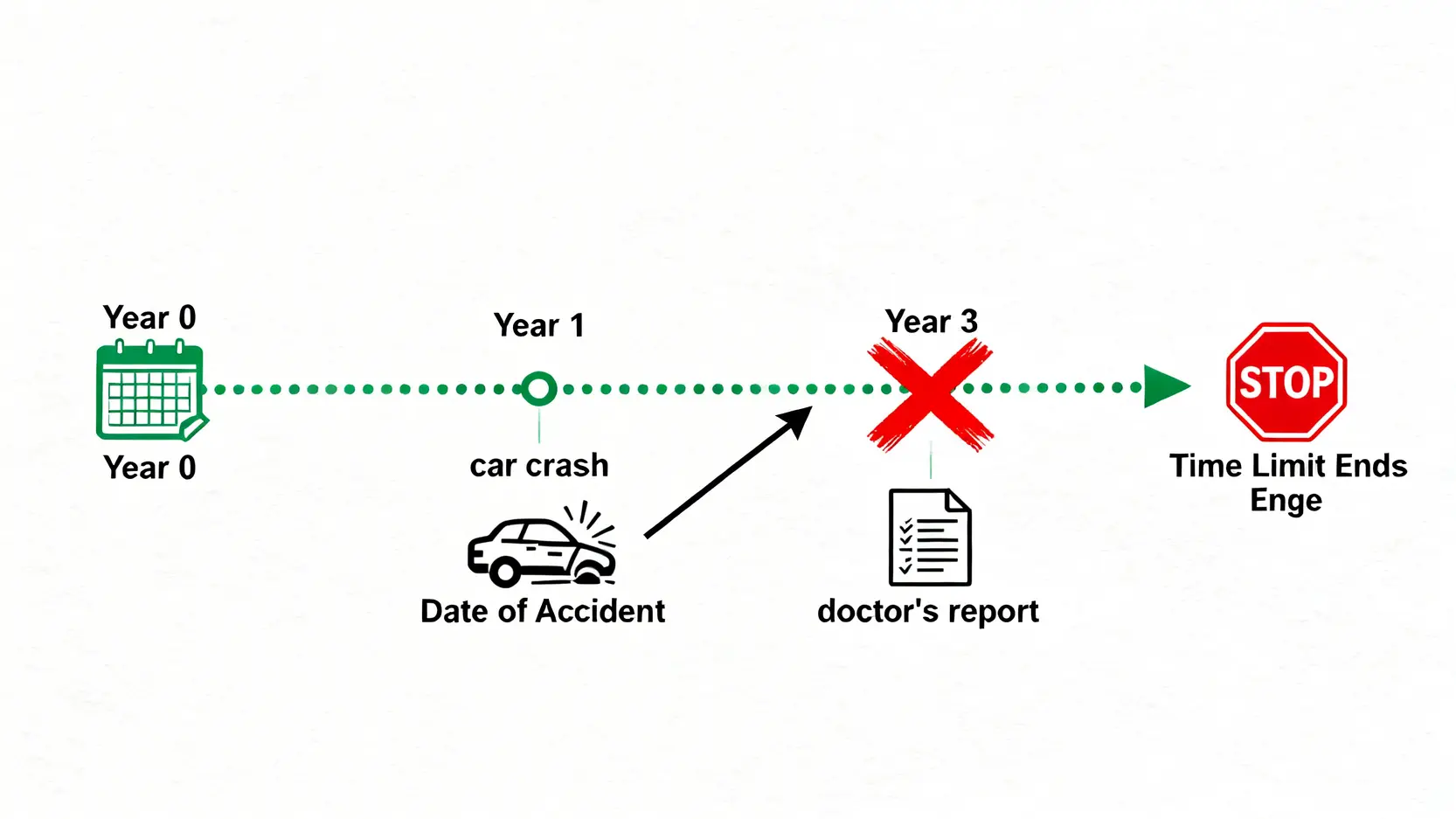 香港民事索償程序全攻略:5步追討賠償、人身傷亡時限及律師費用 4 解釋人身傷亡索償3年時限的示意圖,顯示時限從意外日或知悉受傷日中較遲者起計。