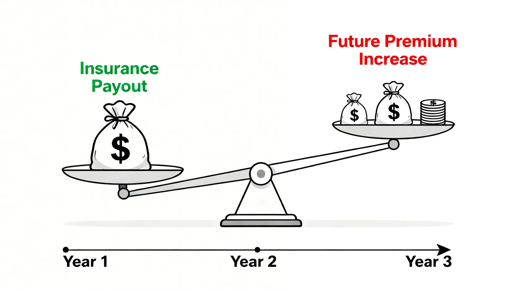 【刮花車身賠償全攻略】私了定Claim燕梳?5步教你點處理兼避開NCB陷阱! 5 成本效益分析示意圖,比較保險索償所得與未來因損失NCB而增加的保費總額。