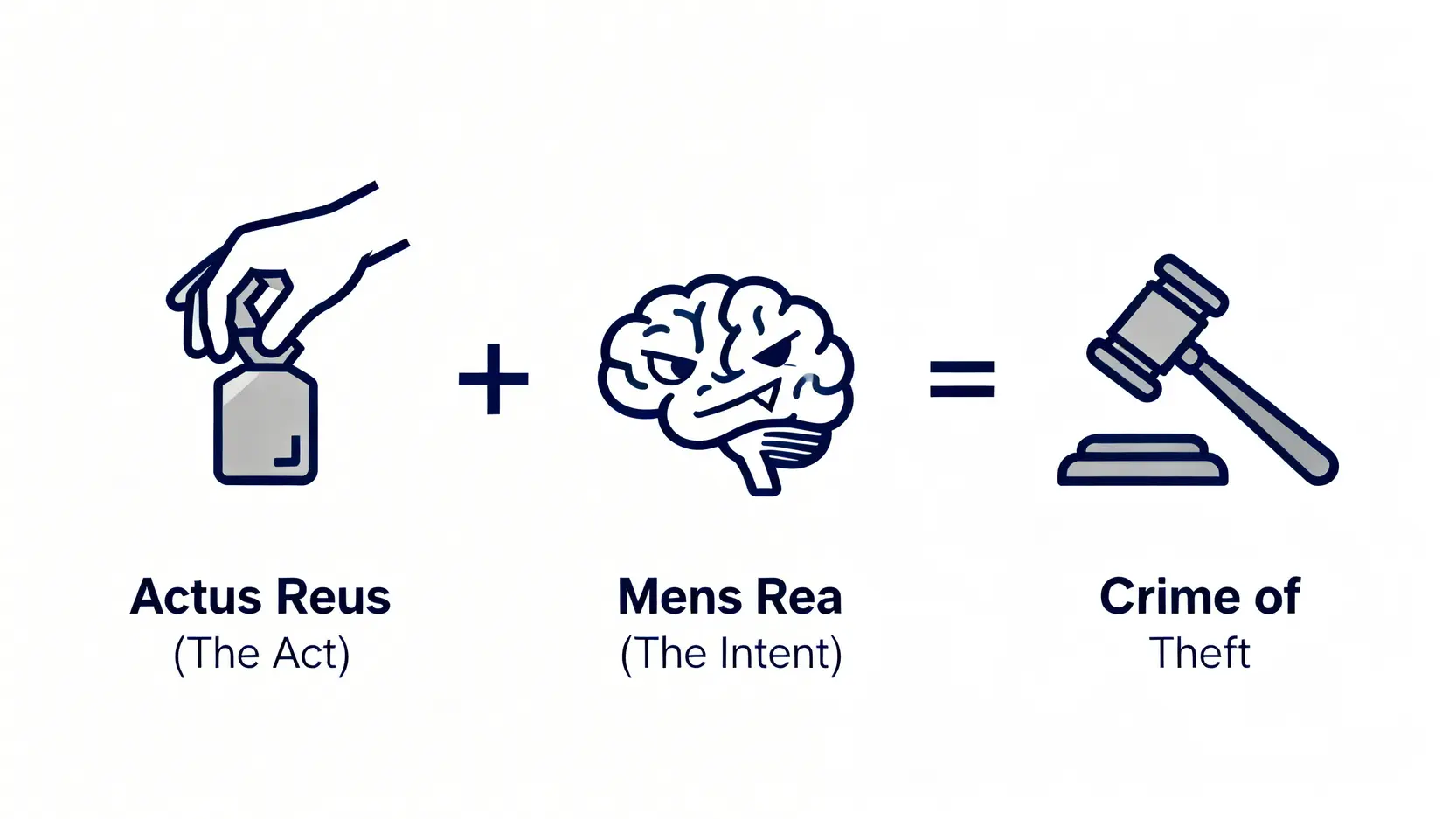 店舖盜竊會留案底嗎?律師詳解香港盜竊罪刑罰、自首及求情全攻略 3 一張圖解說明香港盜竊罪的兩大構成要素:犯罪行為(挪佔他人財產)和犯罪意圖(不誠實意圖)。