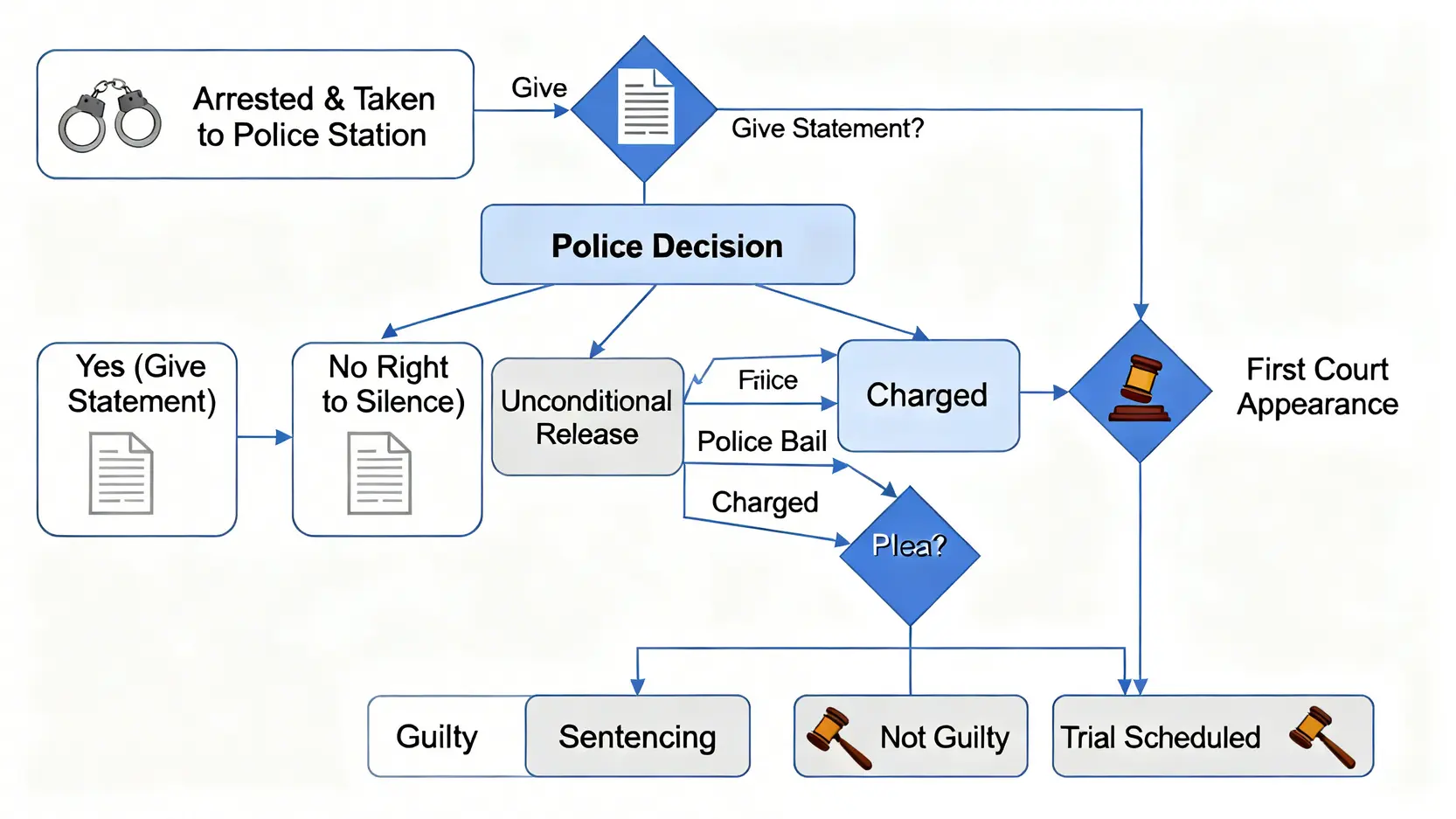 犯咗盜竊罪點算?律師教你應對被捕程序、掌握辯護理由 3 盜竊案被捕後法律程序流程圖,從警署錄口供到法庭提堂的完整步驟。