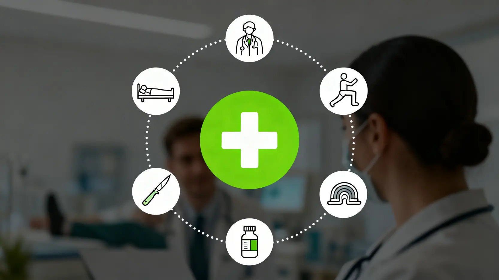 工傷物理治療費用點Claim?一文睇清工傷醫療費上限與實報實銷流程 3 工傷醫療費保障範圍示意圖,包含住院、門診、物理治療、手術及藥物等項目。