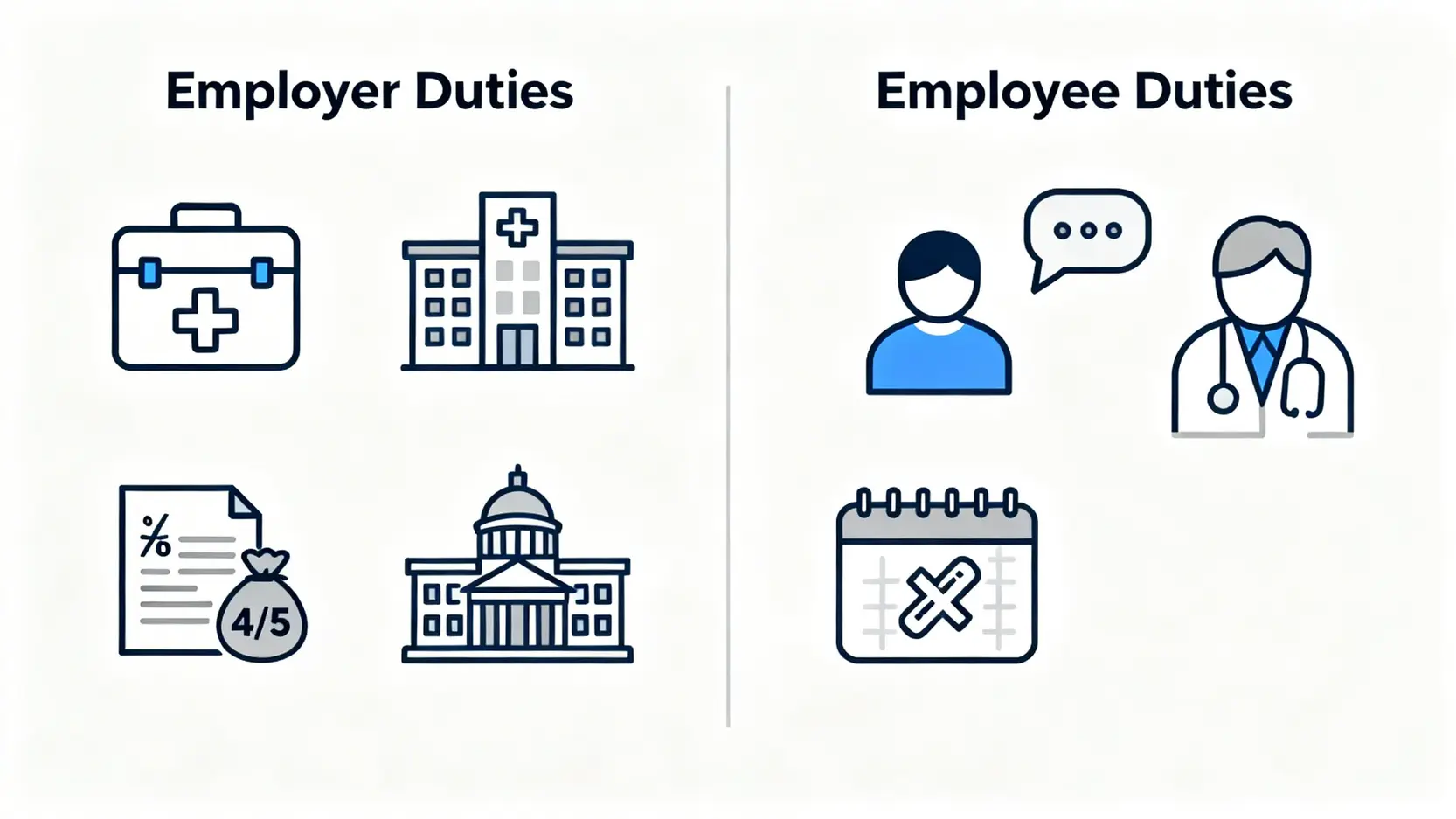 【工傷賠償懶人包】勞工處賠償上限、計算方法、死亡賠償一篇搞懂 3 圖解工傷事故後僱主與僱員的責任對比,包括僱主需提供急救、支付醫療費及呈報工傷,以及僱員需立即通知、接受檢查和依時覆診。