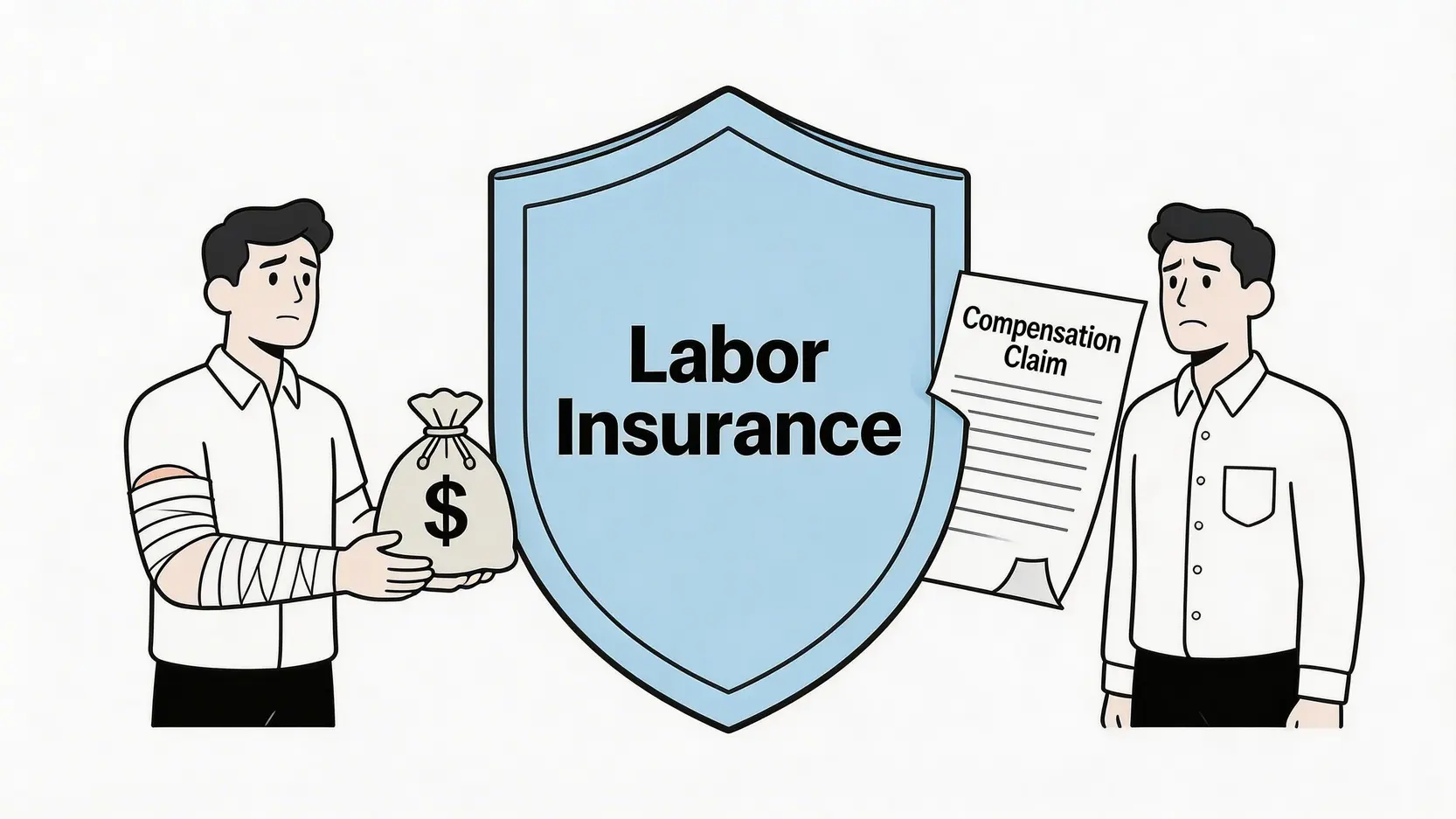 【工傷懶人包2026】香港僱員補償條例全攻略:勞工保險、工傷定義與保障範圍一篇搞懂 3 一張概念圖,展示勞工保險如何像一面盾牌,一方面為受傷僱員提供金錢補償,另一方面為僱主阻擋法律索償的風險。